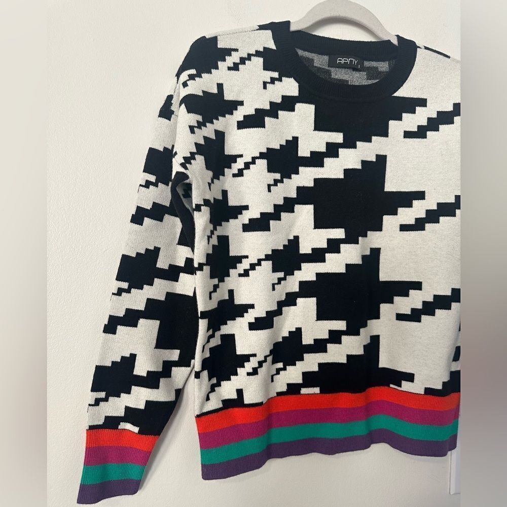 Apny Houndstooth Pattern Pullover With Colorband … - image 3